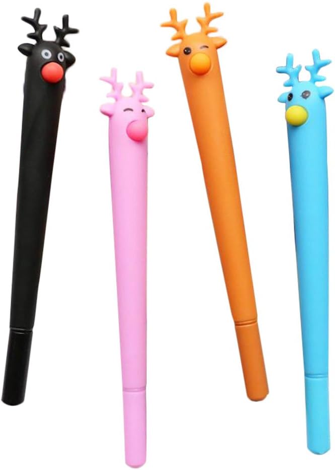 Westeng Pack of 4 Christmas Reindeer Ballpoint - Lovely Gel Ink Creative Pens for School and Office - Random Colour