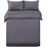 Word of Dream 2 PC Brushed Microfiber Solid Duvet Cover Set, Luxury Soft - Twin, Dark Gray