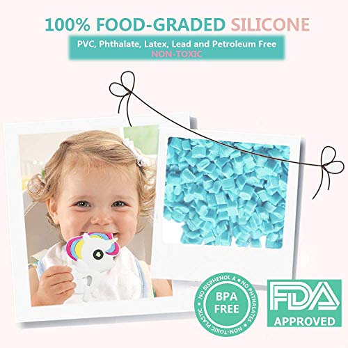 FANSIDI Baby Teething Toys Colorful Unicorn Theme Teethers& Gums Massagers with a Rainbow Pacifier Clip Holder Set - Easy to Hold, Soft, Bendable and Freezer Safe, Gift idea for Baby Boys or Girls - Thumbnail 4