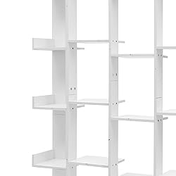 LOHISHILO 5 Tier Bookshelf Tall Bookcase Storage