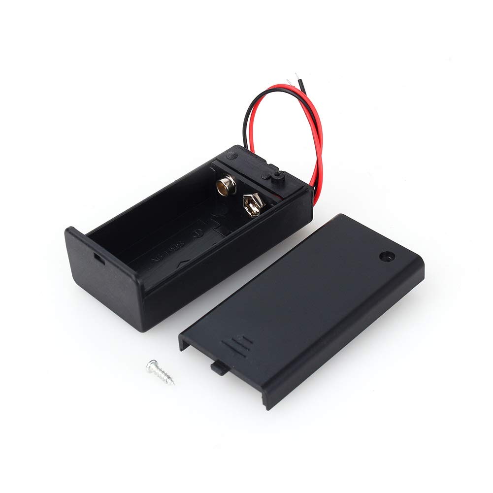 Samfox Battery Holder Case - 9V Volt PP3 Battery Holder Box, DC Case w/Wire Lead with ON/OFF Switch Cover Durable