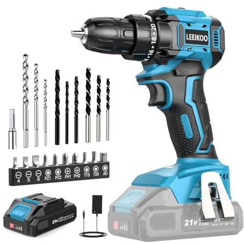 Trapano Avvitatore a Batteria LEEIKOO 21V Brushless, 45N.m, 2,0Ah