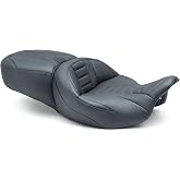 Mustang Motorcycle Seats 79006 Super Touring Deluxe One-Piece Seat for Harley-Davidson Electra Glide Standard, Road Glide, Road King &amp; Street Glide 2008-'21, Deluxe, Black, Extended Reach