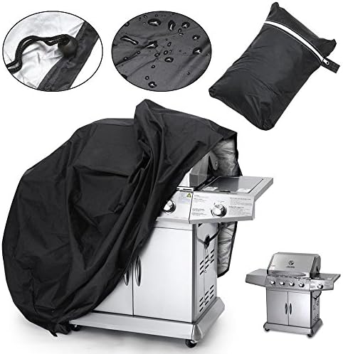 Starworld 57'' Rectangular shape Outdoor patio Waterproof Double stitched of 150D polyester W/PU coating BBQ Cover Gas Barbecue Grill cover Protection w/ carry bag Black color