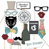 Adventure Awaits Globe Map Photobooth Props - for Travel Themed, Bon Voyage Up Up Away Party, Destination Wedding