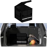 KHGUZ Car Trunk Organizer with Lid Collapsible Oxford Cloth Black | Removable dividers, multiple side pockets, waterproof surface, bottom hook and loop fastening, car interior accessories