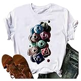 Womens Short Sleeve Tops Nail Polish Printed Tshirt