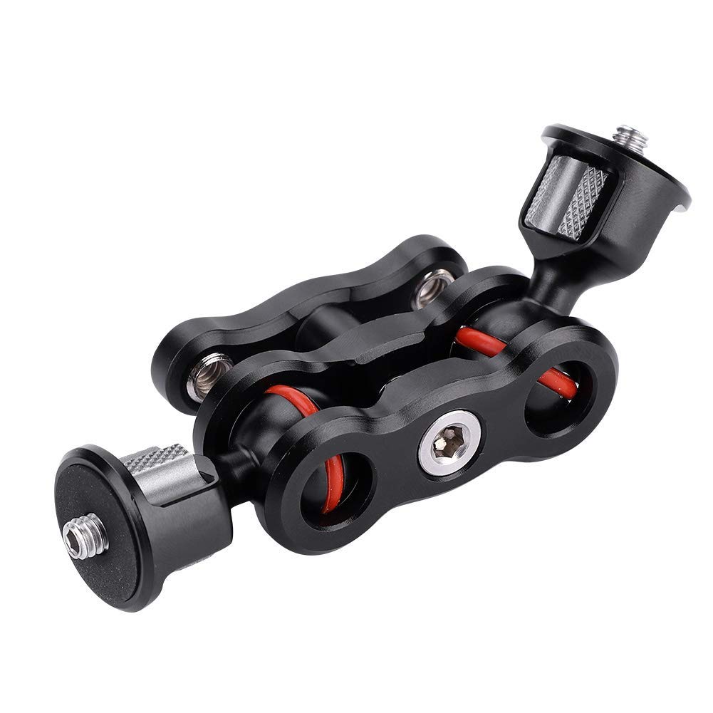 Diyeeni Magic Arm Mount with Dual Ballhead, Multi-Function 1/4inch Dual Ball Head Hot Shoe Magic Arm Mount Adapter for Camera Equipment