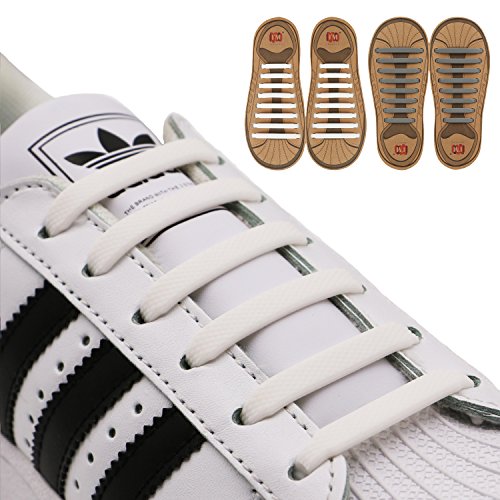 INMAKER No Tie Shoelaces for Kids and Adults (2 Pairs), Elastic Shoelaces for Sneakers, Silicone Flat Tieless Running Shoe Laces