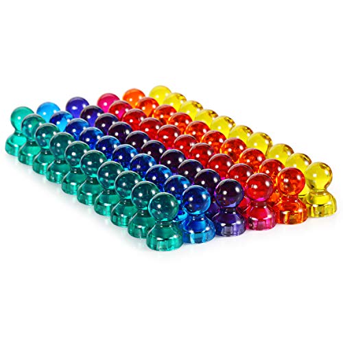 Kuyang 60 Pack Push Pin Magnets Fridge Magnets, 6 Assorted Colors 10 Magnets Each Color. Small Strong Magnets Whiteboard Magnets For Home, School, Classroom and Office Use