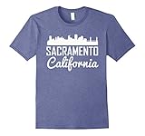 Mens Sacramento California Skyline T-Shirt Small Heather Blue