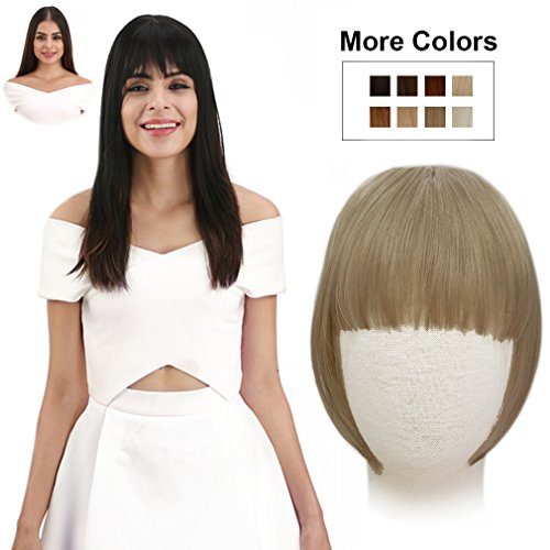 REECHO Fashion Full Length Synthetic 1 Piece Layered Clip in Hair Bangs Fringe Hairpieces Hair Extensions Color – Light Ash Blonde