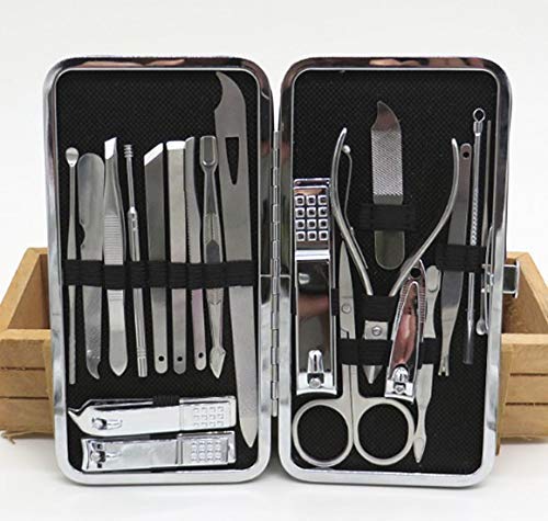 Manicure Pedicure Set Nail Clipper,Fomatrade 16 Pieces Stainless Steel Heavy Duty Nail Care AIDS -Fingernail Clippers,Toenail Clippers -Portable Travel & Grooming Kit Tools (Silver)
