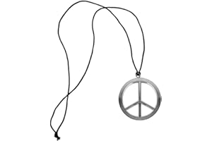 amscan Peace Sign Necklace, Black/Silver