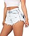 Metee Dresses Women's White High Waist Washed Ripped Destroyed Denim Shorts Jeans