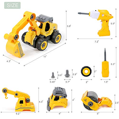 Take Apart Toys Remote Truck - TFS Assembly Toy Bulldozer Constructions Building Vehicles Play Set with Electric RC Screwdriver, Ideal Educational STEM Toy Toddlers Boys Girls Aged 3, 4, 5, 6