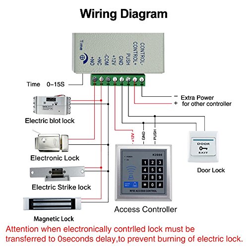 Standalone Access Control Keypad RFID 125KHz Card Reader Door Lock with 10 Proximity Key Fobs for Door Security System K2000 - Thumbnail 4