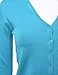 Women's Button Down V-Neck Long Sleeve Knit Cardigan with Sleeve Button Detail AQUA2 L