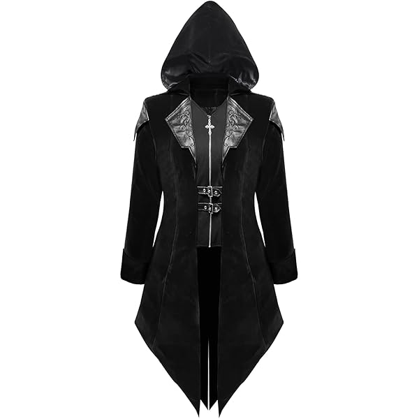 Amazon.com: ZNZHKR Men's PU hooded Leather Steampunk Jacket