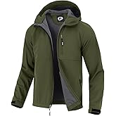 Garemcy Men's Insulated Softshell Jacket Water Resistant Lightweight Fleece Lined Windbreaker with Hood