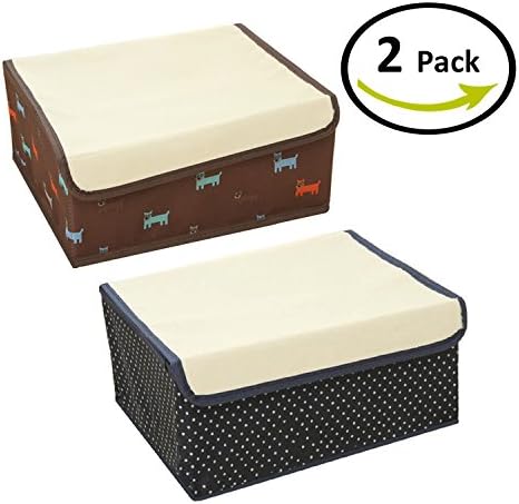 Foldable Canvas Fabric 13-Compartment Dust-Proof Moisture-Proof Anti-bacteria Formaldehyde-free Storage Boxes Closet Organizer Two in One Drawer Divider for Underwear, Bras, Towels, Socks