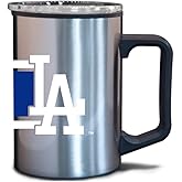 Logo Brands MLB Stripe Fusion Plastic Wall 15oz Stainless Steel Travel Mug (Los Angeles Dodgers)