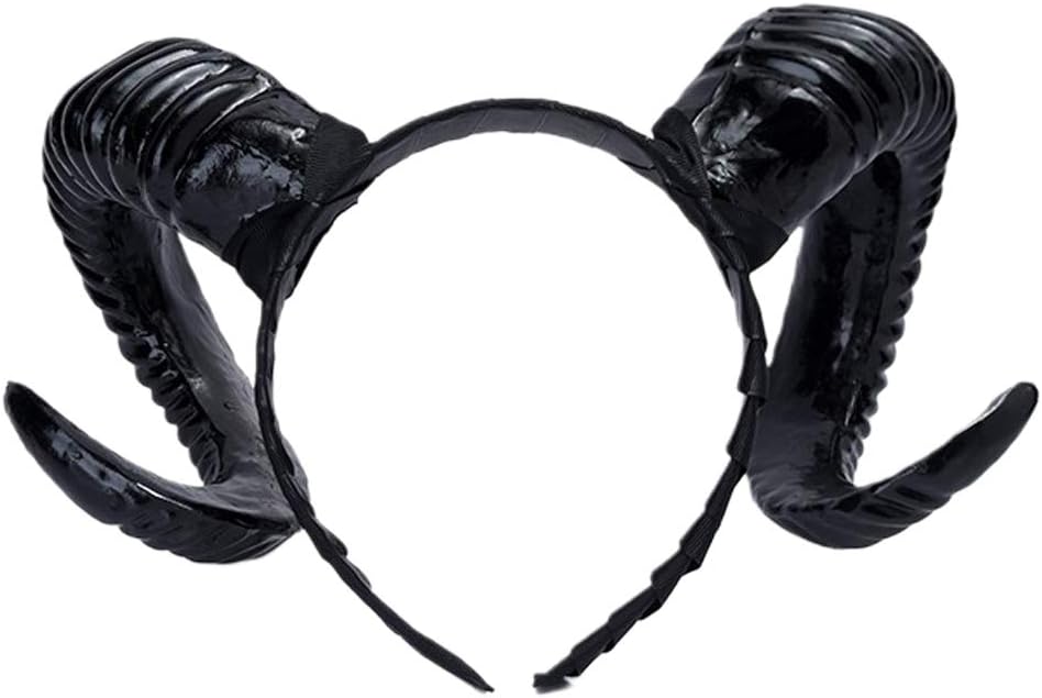 Large Horn Headband Black Devil Horn Hair Hoop Cosplay Ox Hair Accessories for Halloween Costume Cosplay Photo Props 27x12.5 Cm