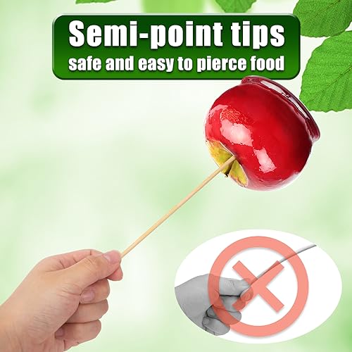 HANSGO 280PCS Candy Apple Skewers Bulk, Bamboo Sticks 8Inch Semi-point Sticks Corn Dog Sticks Lollipop Sticks Sausage Meat Fruit Chocolate Fountain Skewers