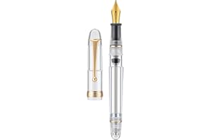 Asvine V126 Vacuum Filling Fountain Pen, Clear Demonstrator Acrylic Stub Nib 1.1mm Calligraphy Art Drawing with Case Set