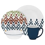 Corelle Vive 16 Piece Glass Zamba Dinnerware Set, White