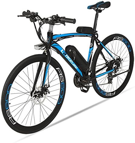 Electric City Bike Extrbici RS600 Mans Electric Road Bike Bicycle 700Cx50CM Carbon Steel Frame 240W Motor 36V 20 AH Lithium Battery Key Start 21 Speed Shimano Shift Gears Double Mechanical Disc Brake with 3 Speed Controller