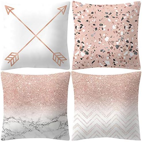 callm Pillow Case 4PC Throw Pillows Covers Simple Fashion Rose Gold Pink Pillowcase Waist Throw Cushion Cover Case Hug Linen Square Pillowcase Home Decor