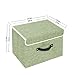 mee'life Foldable Storage Bins 2 Pack Fabric Storage Boxes with Lids and Handles Storage Cubes Organizers for Toys, Shelves, Clothes, Papers and Books - Large, Green