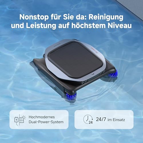 J1 Roboter-Poolskimmer, fortschrittliche PoolSense-Technologie, rundum 360°-Reinigung, 24/7 im Einsatz, smarte Routenplanung, innovatives Strömungsdesign, App-Steuerung