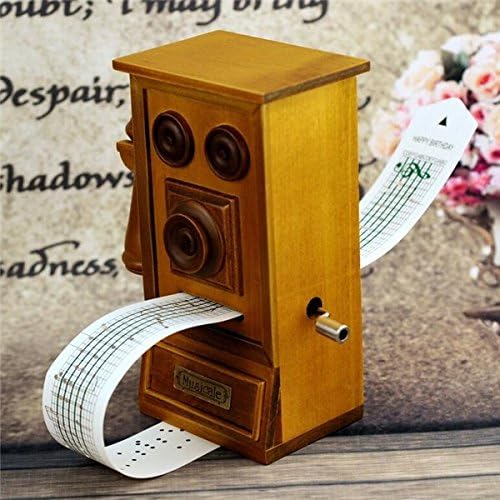 DIY Hand-cranked Music Box Telephone Booth With Hole Puncher And Paper