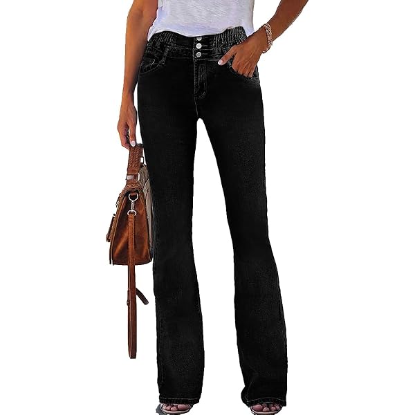 Koinshha Women's High Waisted Bootcut Flare Jeans - Stretch Denim, Bell Bottom, Tummy Control, Size 4-16 - View #8