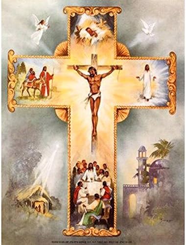 HKKY 5D DIY Diamond Painting Jesus cross full Round Paste drill Round diamonds embroidery Fashion home decor (30X40CM)