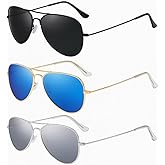 UP EYEWEAR 3-Pack Aviator Polarized Sunglasses Womens & Men – UV400 Protection, Stylish & Lightweight Mens Sunglasses, 3 Colors (Grey/Blue/Silver, 62mm - Large)