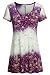 Womans Ombre Shirts,Bepei Flared Hem Short Sleeves Summer Blouses White Purple M