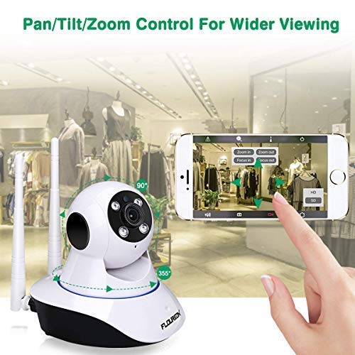 FLOUREON 1080P Wireless Security IP WiFi Camera/Tilt Baby Pet Monitor H.264 Wireless Night Vision Motion Detect Phone APP Control and View/Video Record Email Alarm