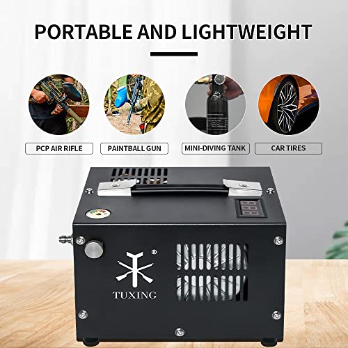 TUXING Pcp Air Compressor,4500Psi 30Mpa,Oil/WaterFree,Powered by Car
