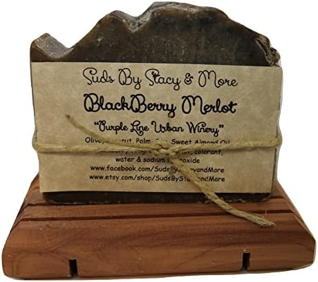 Suds By Stacy and More Blackberry Merlot Homemade Soap Bar (One 4 oz bar) cold processed with fragrance oils