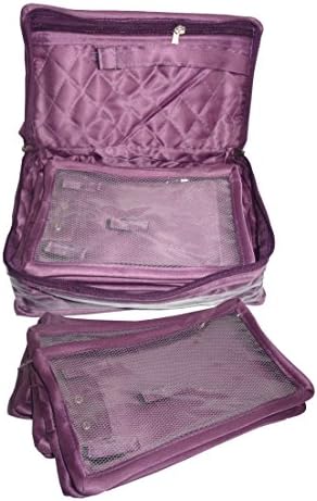 Afrose Velvet Women's Half Set Jewellery Pouch for Necklace, Earrings, Tops and Studs, 21.5 x 15 x 9.4cm(Purple)