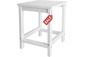 GARDENSTAR Outdoor Side Tables Adirondack, HDPE Small Outdoor Table for Patio,Outside End Table for Porch, Deck, Pool, Weather Resistant/Easy Maintenance (White)