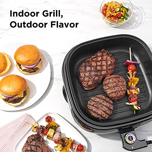 Chefman Electric Grill And Skillet Ridged Surface, Braise, Steam, Sauté