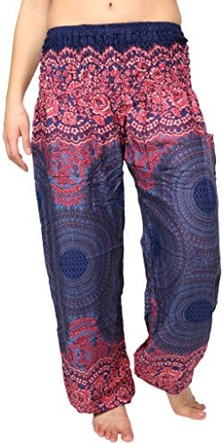 One Tribe Apparel Women's Harem Pants With Genie Gypsy Mandala's Violet &amp; Pink Medium/Large