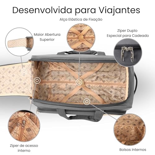 SANTINO Bolsa de Viagem Poliéster com Rodinhas Puxador Retrátil Amplo Espaço Alças Reforçadas Cadeado Leve Versátil Bordo