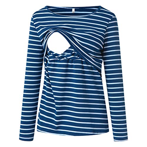 Maternity Blouse, Newest Women's Nursing Hoodie Long Sleeves Striped Tops Breastfeeding Hoodie Sweatshirt