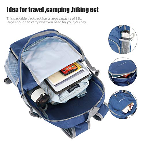 ZOMAKE Lightweight Packable Backpack 35L Light Foldable Backpacks