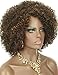 Kalyss Brown with Blonde Highlights Short Afro Kinky Curly Wigs for Black Women Premium Synthetic Hair Wigs with Hair Bangs 150% Density Bouncy and Full Natural Looking Hair Wigs